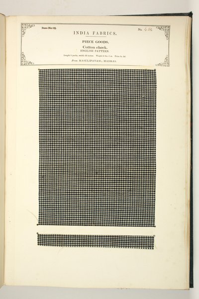 Cotone a quadri, Masulipatam, Madras, tessuti, dalla Collezione dei Produttori di Tessuti dell