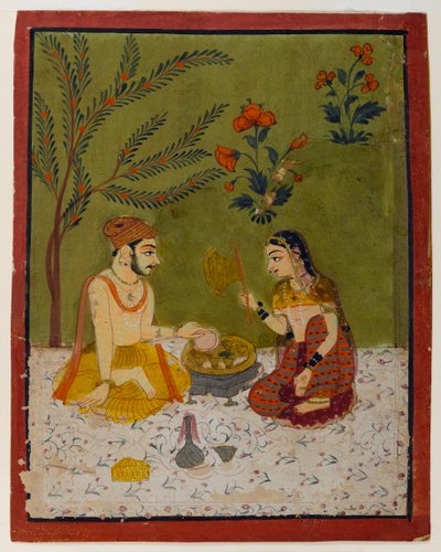 Coppia seduta sotto un albero, c.1700 da Indian School