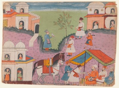 Avventure di cortigiani, pagina da una serie narrativa non identificata, c.1670 da Indian School