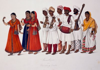 Ragazze danzanti e musicisti, c.1828 da Indian School