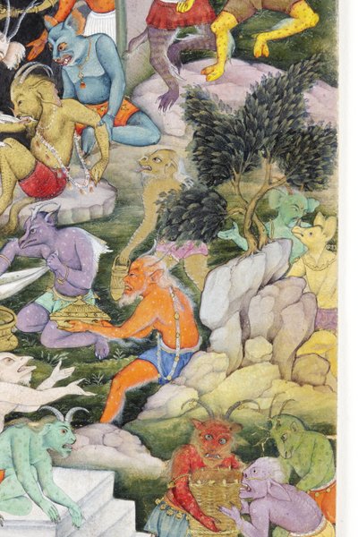 (dettaglio) Demoni in un paesaggio selvaggio da Indian School
