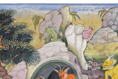 (dettaglio) Demoni in un paesaggio selvaggio da Indian School