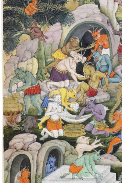 (dettaglio) Demoni in un paesaggio selvaggio da Indian School