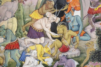 (dettaglio) Demoni in un paesaggio selvaggio da Indian School