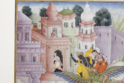 (dettaglio) Krishna uccide il demone Narakasura con il suo disco da Indian School