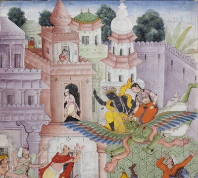 (dettaglio) Krishna uccide il demone Narakasura con il suo disco da Indian School