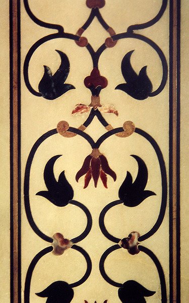 Dettaglio del lavoro di intarsio su un muro esterno, c.1631-54 da Indian School