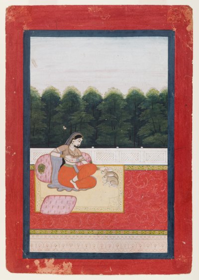 Dhanashri Ragini, pagina da una serie Ragamala, c.1790 o precedente da Indian School