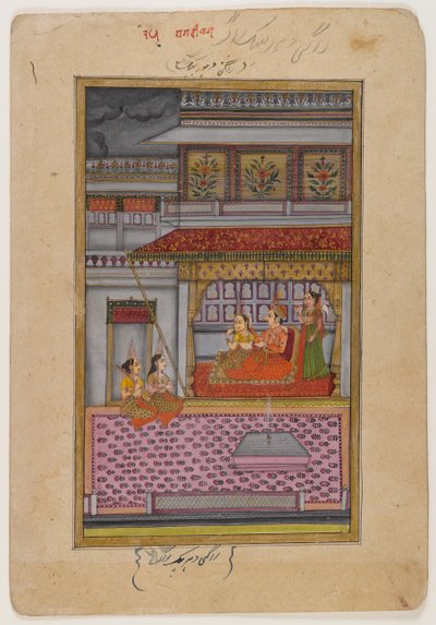 Dipaka Raga, pagina da una serie Ragamala dispersa, c.1800 da Indian School