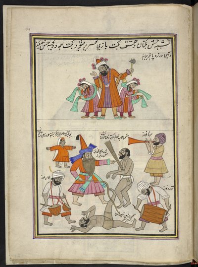 Intrattenitori, 86 disegni rilegati in un volume che raffigurano mestieri e occupazioni in Kashmir, Artigiani al lavoro con i loro strumenti e attrezzature, Di un artista del Kashmir, probabilmente a Srinagar, c.1850-60 da Indian School