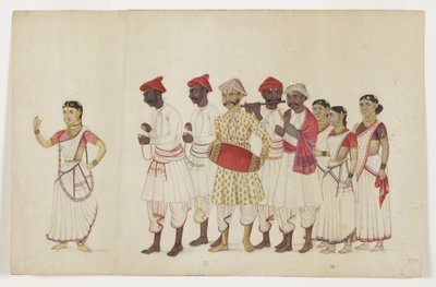 Quattro danzatrici in processione con musicisti, c.1830 da Indian School