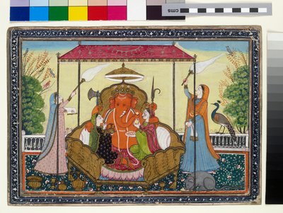 Ganesha con le sue mogli e attendenti da Indian School