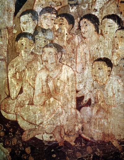 Gruppo di discepoli in lutto per la morte del Buddha, dall