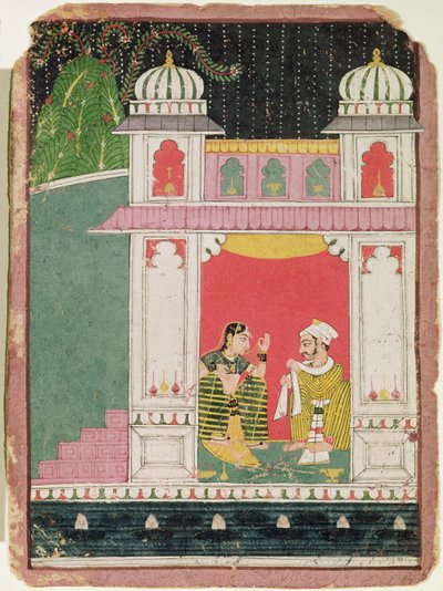 Eroina e il suo amante in un padiglione, c.1640-50 da Indian School