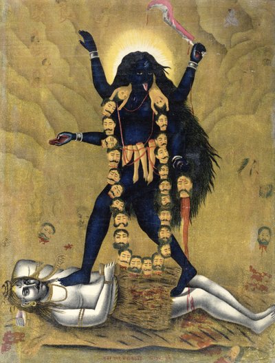 Dea indù Kali che danza su Siva da Indian School