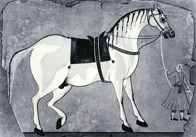 Cavallo e stalliere della scuderia dell