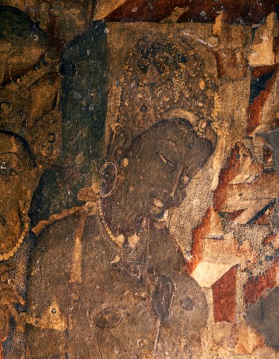 ARTE INDIANA: Affresco nella Grotta Buddista n. 19., II secolo a.C. (affresco) da Indian School