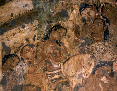 ARTE INDIANA: Affresco nella Grotta Buddista n. 19., II secolo a.C. (affresco) da Indian School