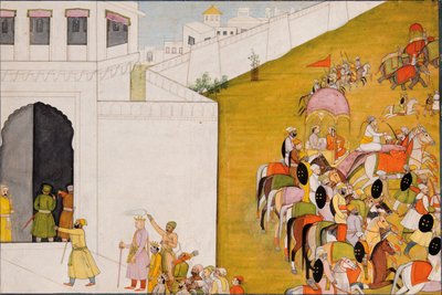 Illustrazione al Ramayana: Rama entra a Mithila per eseguire una gara di tiro con l