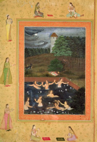 Otto donne che fanno il bagno da Indian School