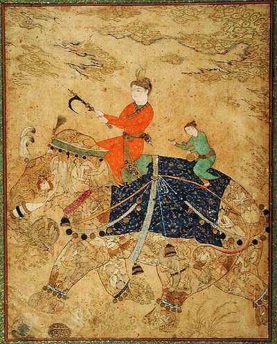 Un principe cavalca un elefante, c.1600 da Indian School