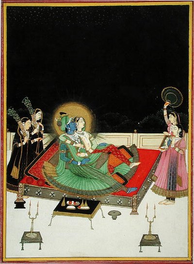 Radha e Krishna si ammirano allo specchio, c.1800 da Indian School