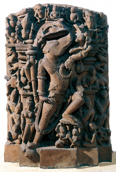 Arte indiana: la divinità indù Vishnu in forma di cinghiale. Da Khajuraho, India. Periodo Chandela da Indian School