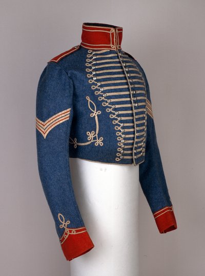 Giacca corta da NCO indiano, uniforme completa con alamari, 6° Cavalleria Leggera del Bengala da Indian School