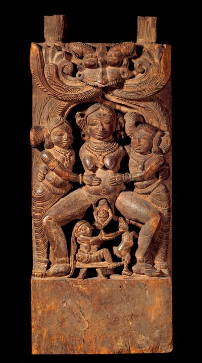 Arte indiana: rappresentazione di Mahamai, dea madre, che dà alla luce da Indian School