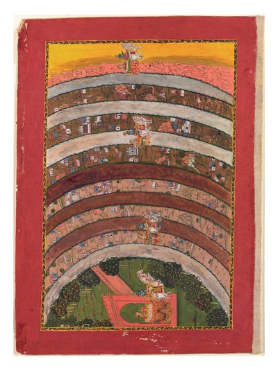 Viaggiando attraverso terre sconosciute, dai Viaggi di Krishna nel suo carro da Indian School