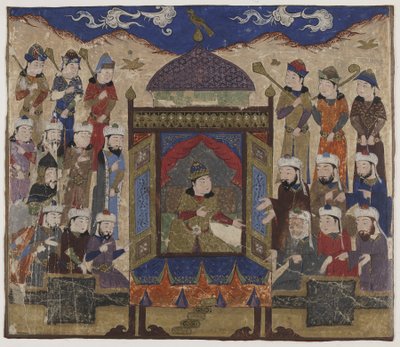 Khusraw Parviz seduto sul Takht-i Taqdis, c.1425-50 da Indian School