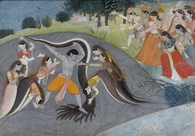 Krishna doma Kaliya, il demone serpente da Indian School