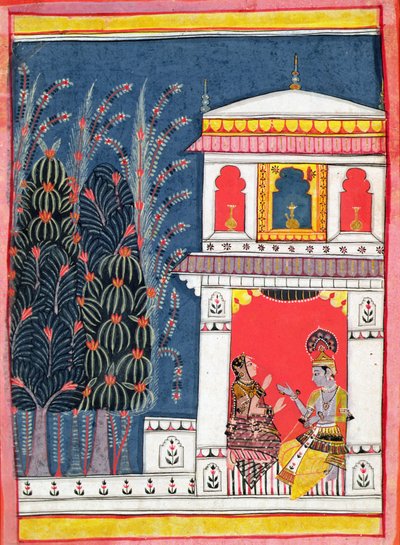 Krishna e una signora in un padiglione, c.1660 da Indian School
