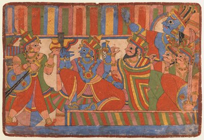 Krishna consiglia i leader Pandava, c.1830-50 da Indian School