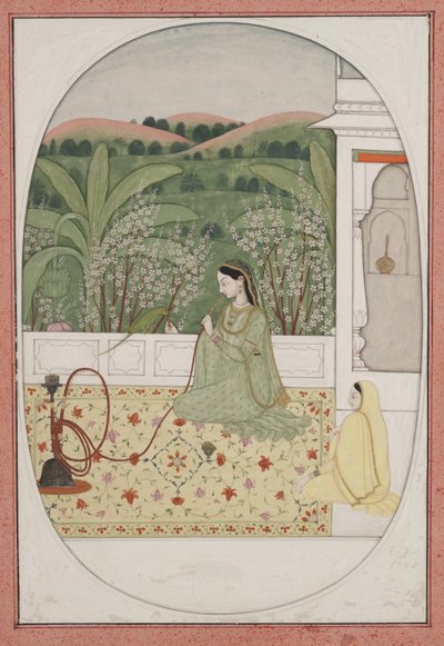 Signora su una terrazza con un narghilè, c.1770 da Indian School