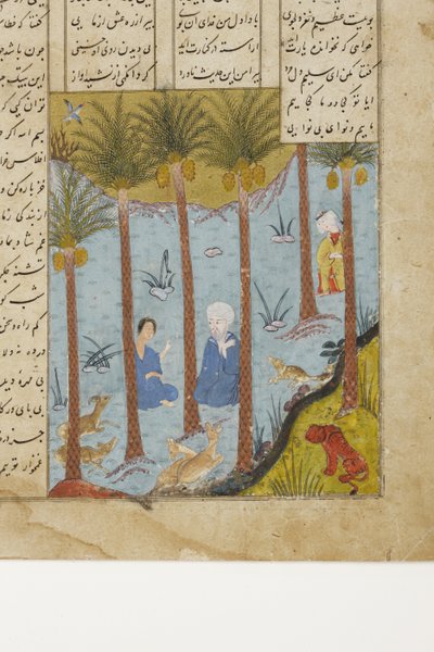 Laila visita Majnun in un palmeto, c.1475 da Indian School