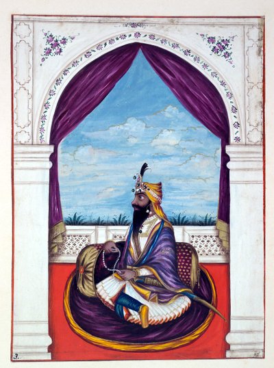 Maharajah Karak Singh, dal Regno del Punjab, i suoi Sovrani e Capi, volume I, un volume di 27 studi ad acquerello di un artista indiano non identificato, c.1840 da Indian School
