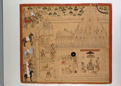 Maharana Amar Singh di Mewar al tempio di Eklingji, c.1695 da Indian School