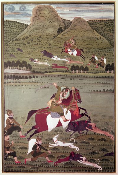 Maharana Jawan Singh di Mewar che caccia il cinghiale selvatico, Udaipur da Indian School