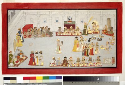 Maharana Sangram Singh con i suoi figli e cortigiani da Indian School