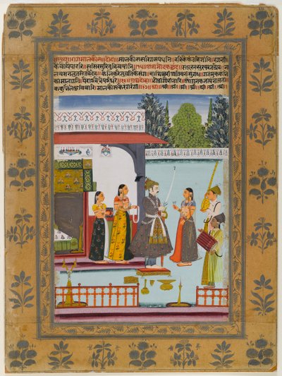 Malkosa Raga, pagina da una serie Ragamala dispersa, c.1700-10 da Indian School