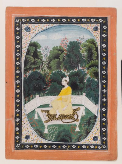 Uomo che medita in un giardino, c.1820-40 da Indian School
