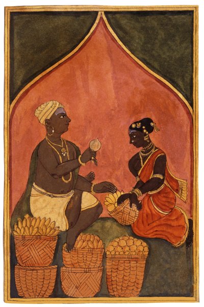 Mercato in India, c.1880 da Indian School