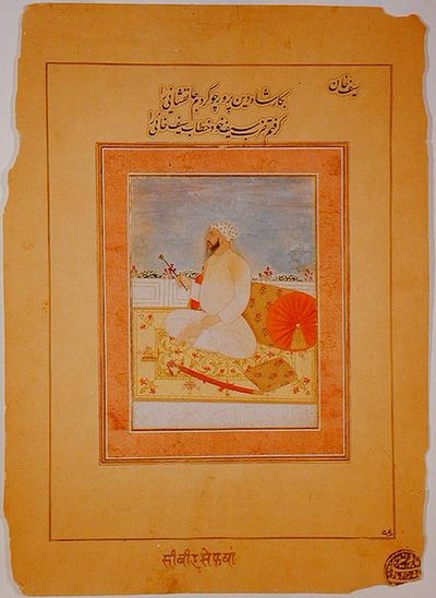 Miniatura di Saif Khan, Governatore di Agra, indiano, c.1670-80 da Indian School