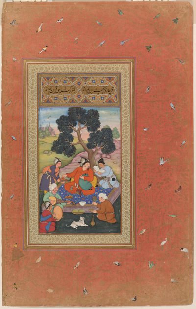 Capo mongolo e attendenti, foglio dal Gulshan Album (Rose Garden album), c.1600 da Indian School