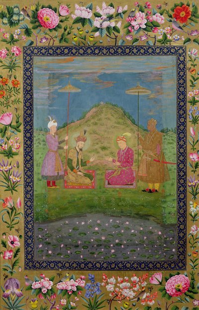 Ms E-14 Humayun e Akbar con un visir, da un Moraqqa da Indian School