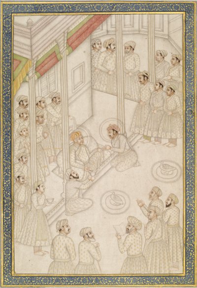 Imperatore Mughal Akbar che tiene corte durante la sua ultima malattia, metà del XVIII secolo da Indian School