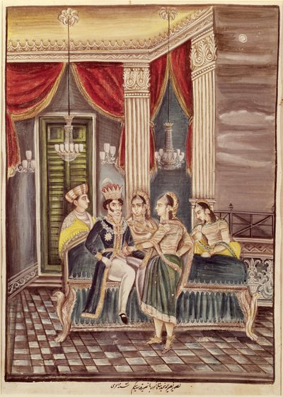 Nasir Ud-Din Haidar (1827-1873) Re di Oudh nel suo palazzo, 1845 da Indian School