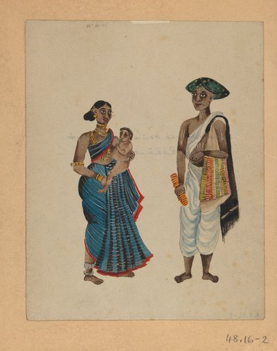 Uno di una serie di nove immagini che mostrano indiani in diverse professioni da Indian School