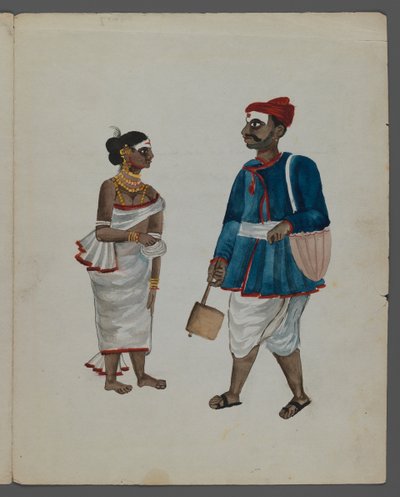 Uno di una serie di nove immagini che mostrano indiani in diverse professioni da Indian School